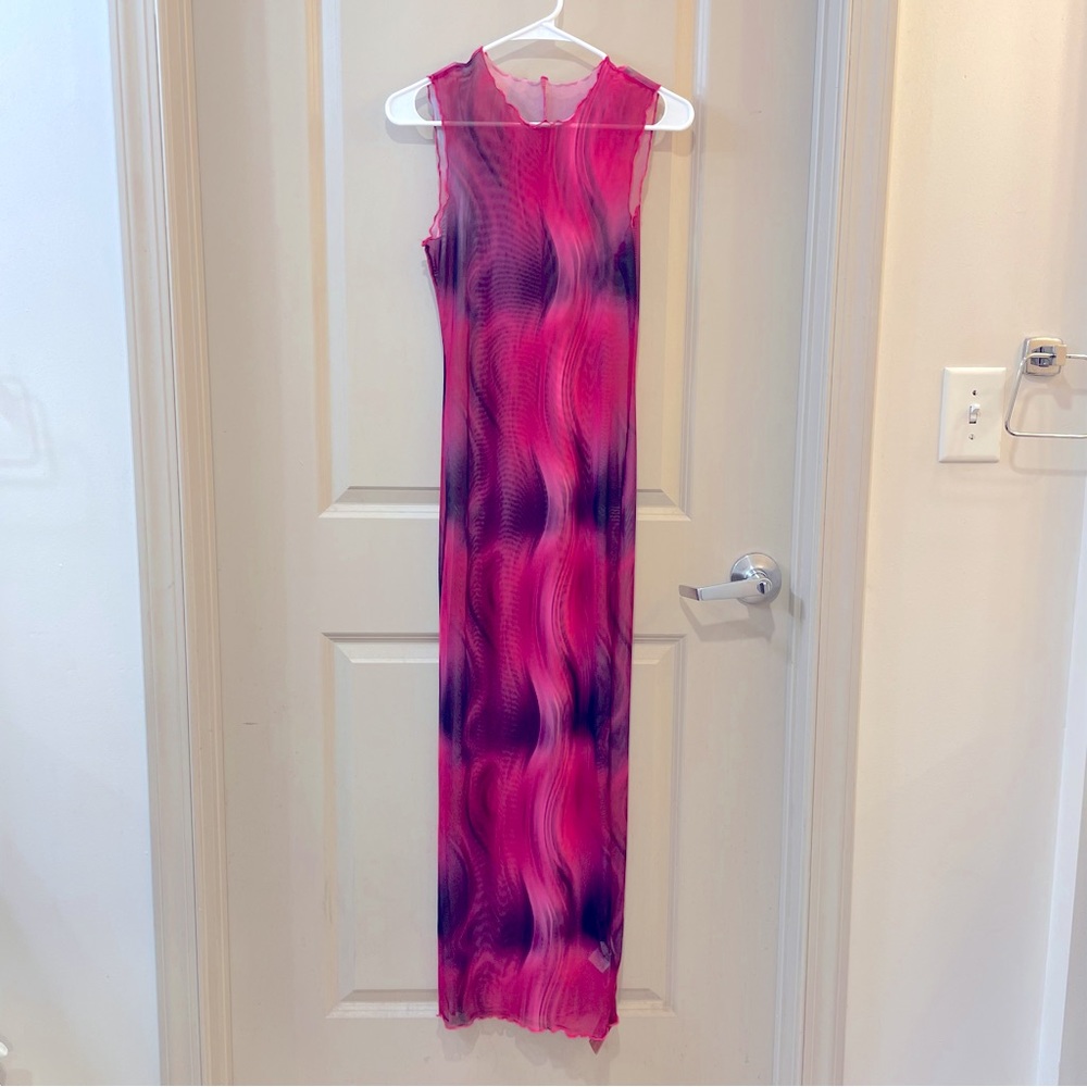 pink sleeveless maxi dress womens small